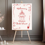 Hand plockade Whimsical Red Möhippa Poster<br><div class="desc">Välkomna gäster till ett härligt firande med den här handdragna visemiska möhippan. Med charmerande illustrationer och lekfull typografi anger den en glatt ton för evenemanget. Anpassa designen med namn och datum för personlig beröring. Perfekten för att visa vid ingången eller på ett välkomnande bord tillför detta tecken en roligt, konstnärligt...</div>