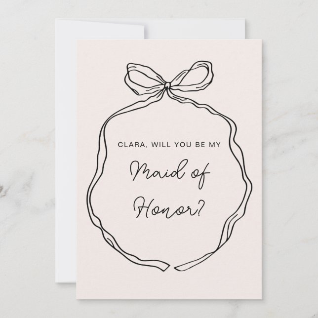 Hand plockade Whimsical Ribbon bridesmaid-kort Inbjudningar (Framsida)