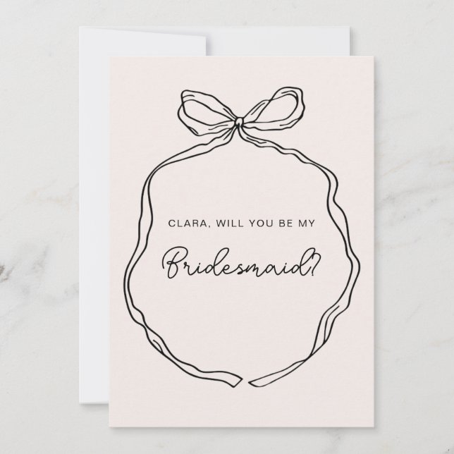 Hand plockade Whimsical Ribbon bridesmaid-kort Inbjudningar (Framsida)
