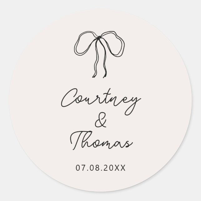 Hand plockade Whimsical Ribbon bröllop etikett (Framsida)