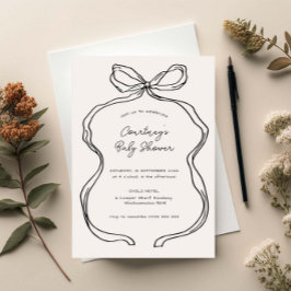 Hand plockade Whimsical Ribbon Gräns Baby Shower Inbjudningar