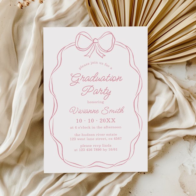 Hand plockade Whimsical Ribbon Studentfest Inbjudningar (Skapare uppladdad)