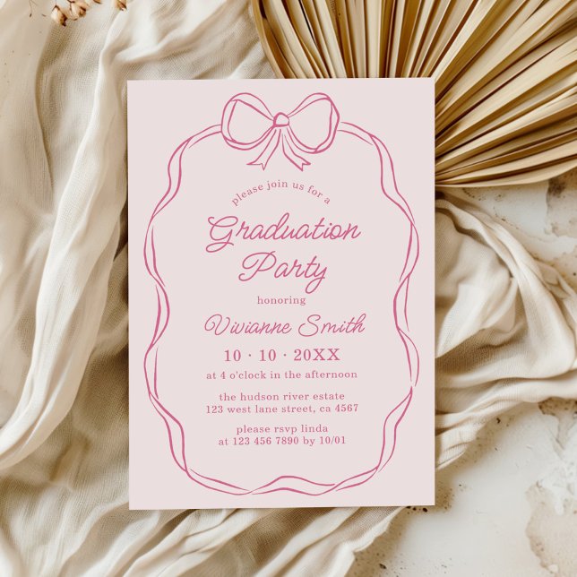 Hand plockade Whimsical Ribbon Studentfest Inbjudningar (Skapare uppladdad)
