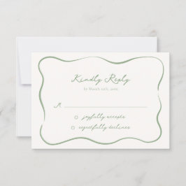 Hand plockade Whimsical Sage Grönt Bröllop OSA Kort