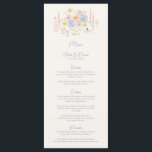Hand plockade Whimsical Tabletop Pastel Bröllop Meny<br><div class="desc">Öka din bröllopsmottagning med vårt Whimsical Bröllop Menu-kort, designat för att perfekt komplettera din handdragna blommigt-kontorssvit. Med samma delikata blommigtar, mjuka pastellnyanser och lekfullt vågigt linjer, lägger det här menykortet till en elegant men ändå nyck vid pekfingret på bordsdekorn. Med sin milda, blomstrande utformning framhäver menykortet inte bara din tanklöst...</div>