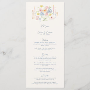 Hand plockade Whimsical Tabletop Pastel Bröllop Meny