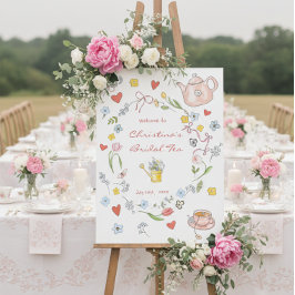 Hand plockade Whimsical Tea Möhippa Välkommen Poster