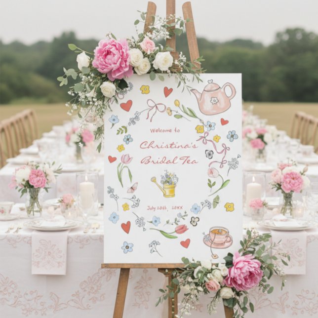 Hand plockade Whimsical Tea Möhippa Välkommen Poster (Skapare uppladdad)