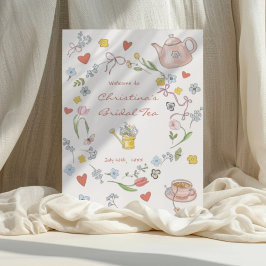 Hand plockade Whimsical Tea Möhippa Välkommen Poster