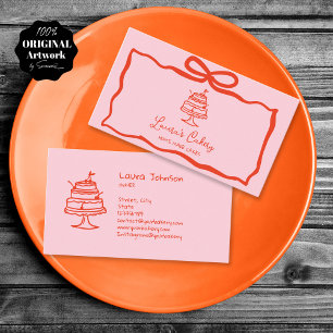 Hand plockade Whimsique Cakes Bakery Logotyp Visitkort