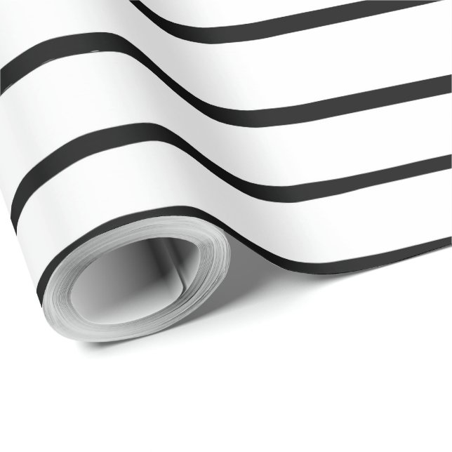 Hand plockade White and Black Rand Gift Wrap Presentpapper (Rullad Hörn)