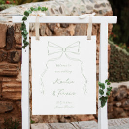 Hand plockade White and Sage Grönt Bröllop Välkomm