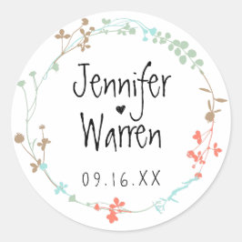 Hand plockade Wildbloms Wandeans Personlig Runt Klistermärke