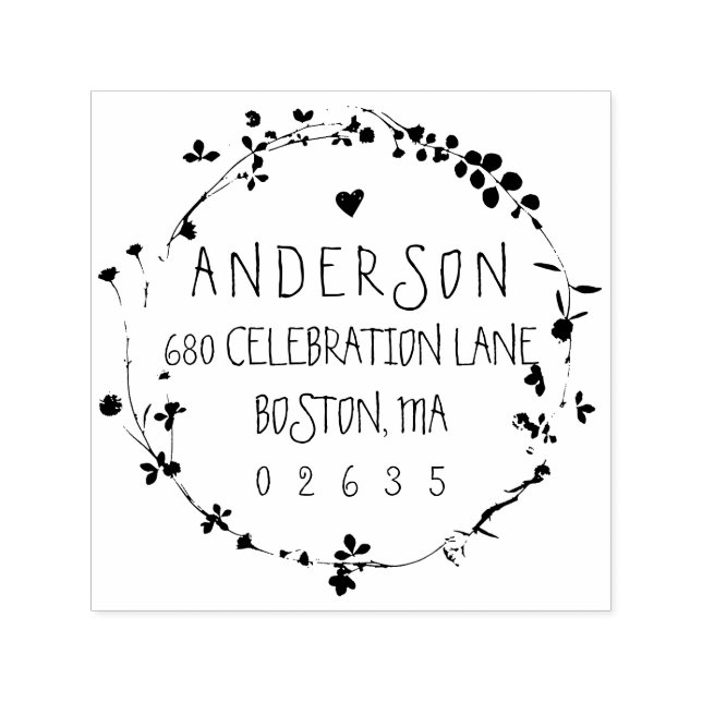 Hand plockade Wildbloms Wandeans Returadress Självfärgande Stämpel (Design)