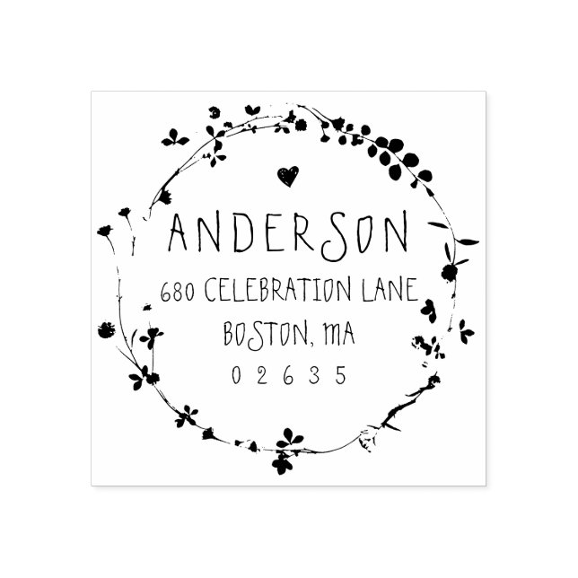 Hand plockade Wildbloms Wandeans Returadress Stämpel (Tryck)