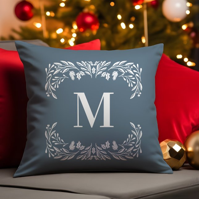 Hand plockade Winter Foliage Monogram jul Kudde (Skapare uppladdad)