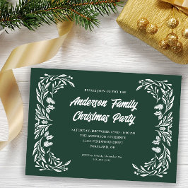 Hand plockade Winter Greenery Family jul Party Inbjudningar