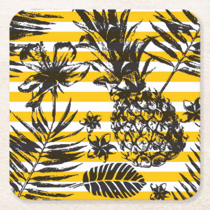 Hand plockadeananas underlägg papper kvadrat