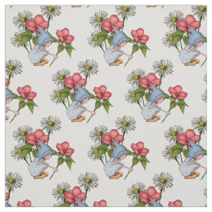 Hand plockadeGnomeflicka med blommor, fantasikonst Tyg