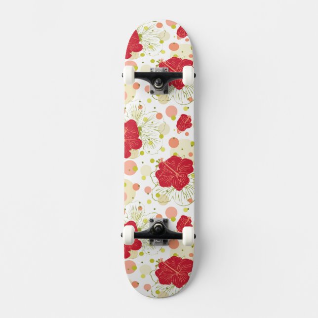 Hand plockadehibiskusmönster skateboard bräda 19,5 cm (Framsida)