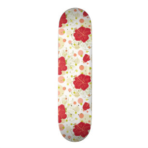 Hand plockadehibiskusmönster skateboard bräda 19,5 cm