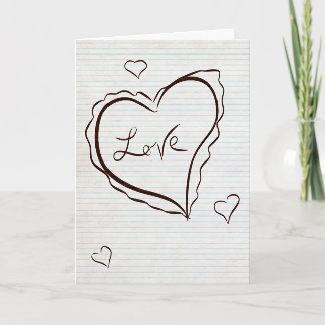 Hand plockadehjärtavalentin kort för dag (Framsida)