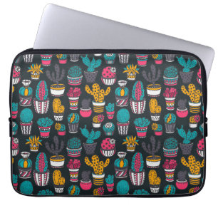 Hand plockadekaktusen skissar in stilmönster laptop sleeve