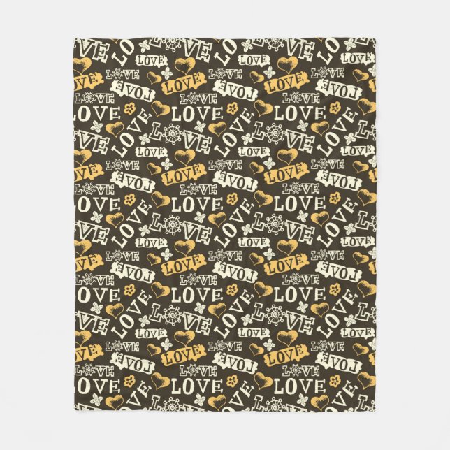 Hand plockadekärlekmönster fleecefilt (Framsidan)