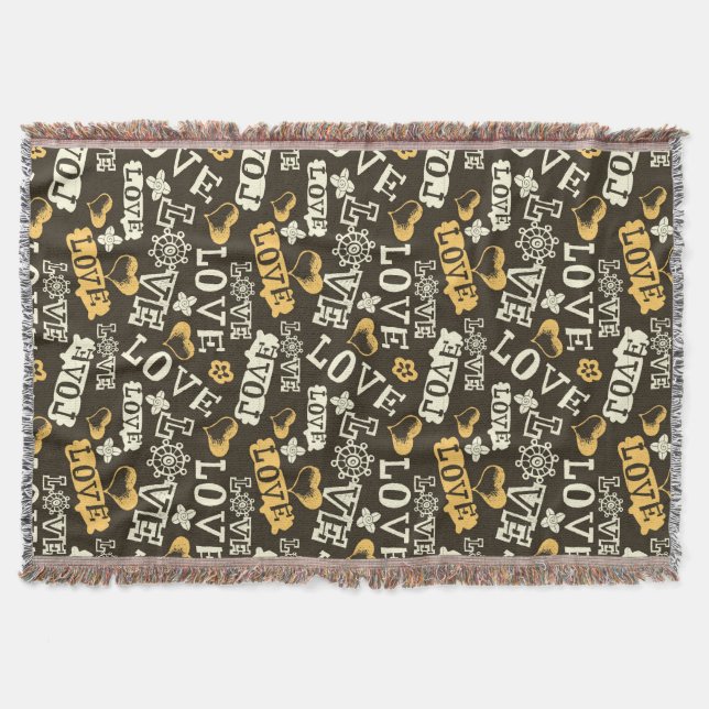 Hand plockadekärlekmönster mysfilt (Framsidan)