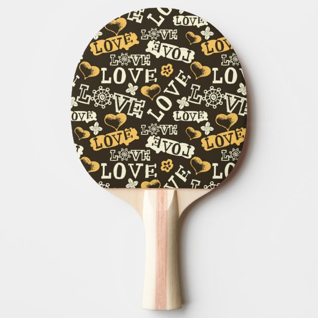 Hand plockadekärlekmönster pingisracket (Framsidan)