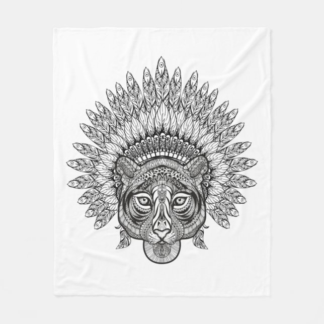 Hand plockadetiger i stil fleecefilt (Framsidan)