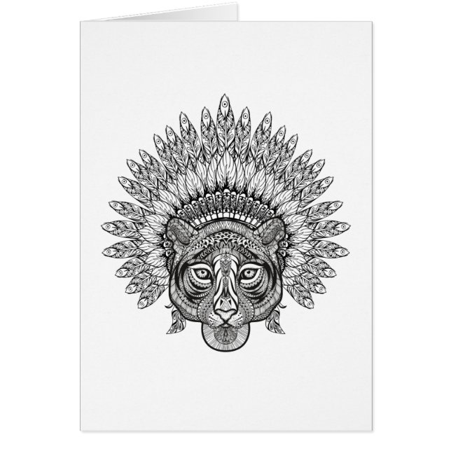 Hand plockadetiger i stil hälsningskort (Framsidan)