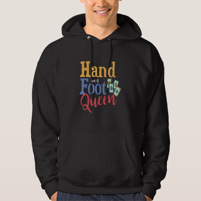 Hand Queen funny Card Game Player Poker Euchre Gam Hoodie (Framsida)