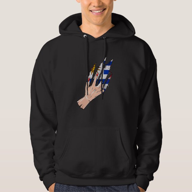Hand Rip med Flagga Uruguay Hoodie (Framsida)