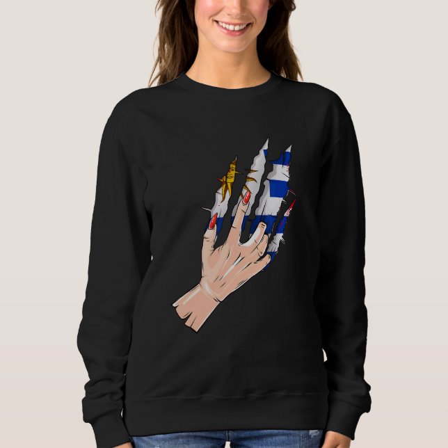 Hand Rip med Flagga Uruguay T Shirt (Framsida)