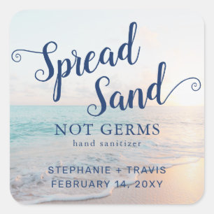 Hand Sanitizer Beach Wedding Favor Fyrkantigt Klistermärke