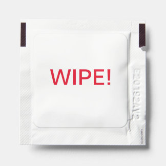 Hand Sanitizer Wipes med påminnelsen "WIPE!"