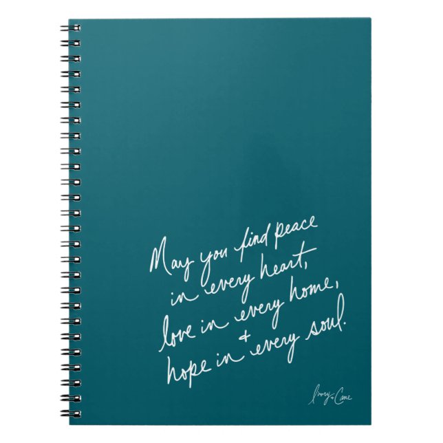 Hand-Scripted Peace Love & Hope Spiritual Anteckningsbok (Framsidan)