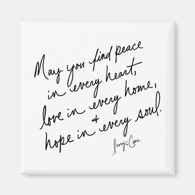 Hand-Scripted Peace Love & Hope Spiritual BW Magnet (Framsidan)