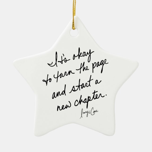 Hand-Scripted Start a New Chapter Inspirational Julgransprydnad Keramik (Framsidan)