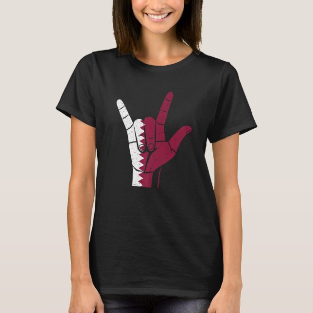 Hand Sign Qatar Flag   T Shirt (Framsida)