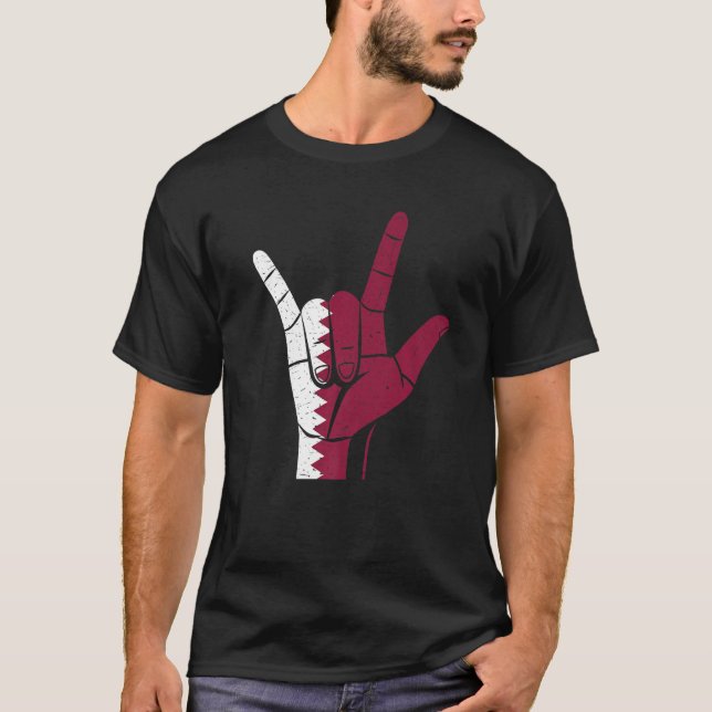 Hand Sign Qatar Flag   T Shirt (Framsida)
