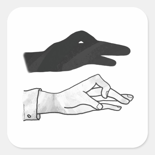Hand Silhouette Anka Fyrkantigt Klistermärke (Framsida)