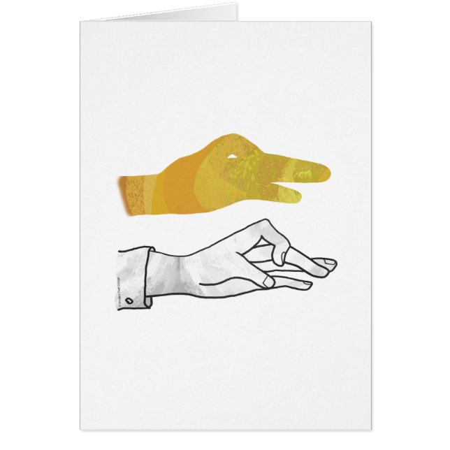 Hand Silhouette Anka Gult Hälsningskort (Framsidan)