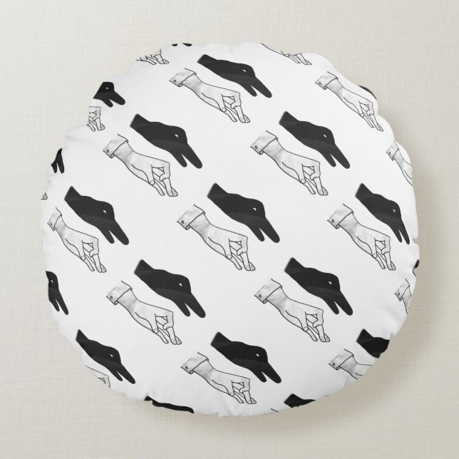 Hand Silhouette Anka Rund Kudde (Framsidan)