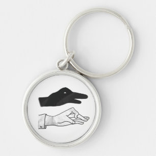 Hand Silhouette Anka Rund Silverfärgad Nyckelring