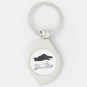 Hand Silhouette Anka Swirl Silverfärgad Nyckelring