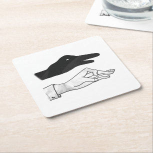 Hand Silhouette Anka Underlägg Papper Kvadrat
