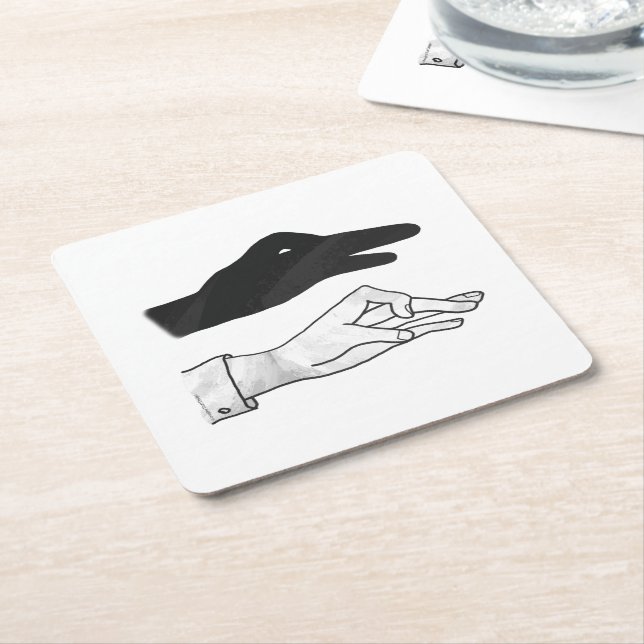 Hand Silhouette Anka Underlägg Papper Kvadrat (Vinklad)