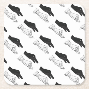 Hand Silhouette Anka Underlägg Papper Kvadrat